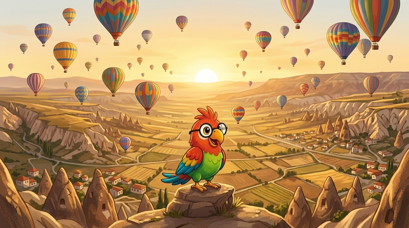 The sun came up, and more than a hundred balloons rose all around them, gold and red and blue. Below, the fairy chimn...