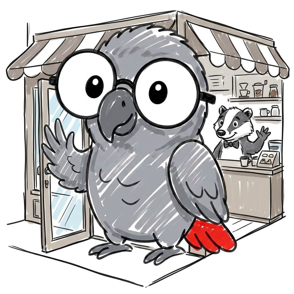 Illustration for Polly tilaa kahvin