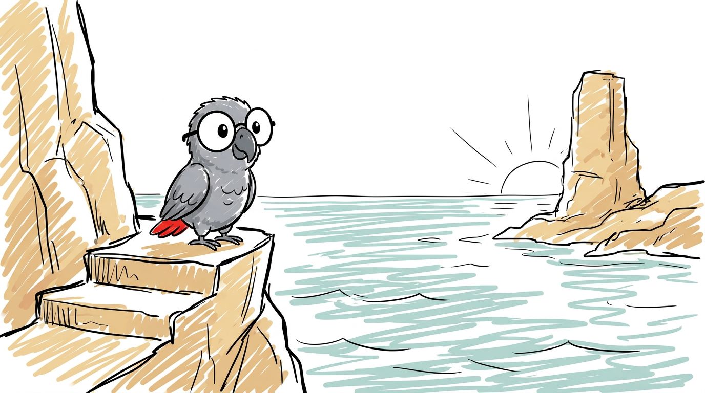 It goes out over the strait with the light behind it until Polly loses it. She looks back at the standing rock, and a...