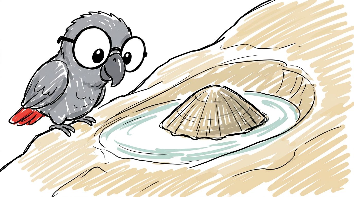 On a wet step there is a limpet. It sits in a small hole in the stone. The hole has the same shape as its shell. The ...