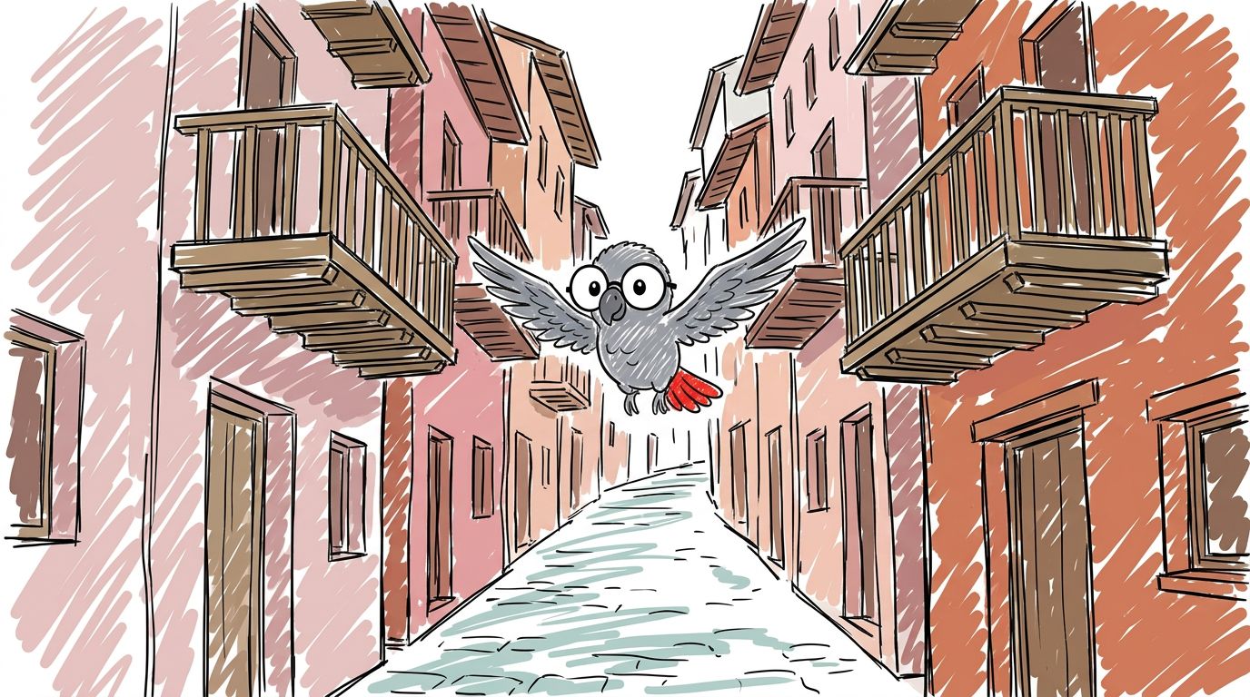 La ville s'appelle Albarracín. Environ mille personnes seulement vivent ici. Les maisons sont roses et orange, avec d...