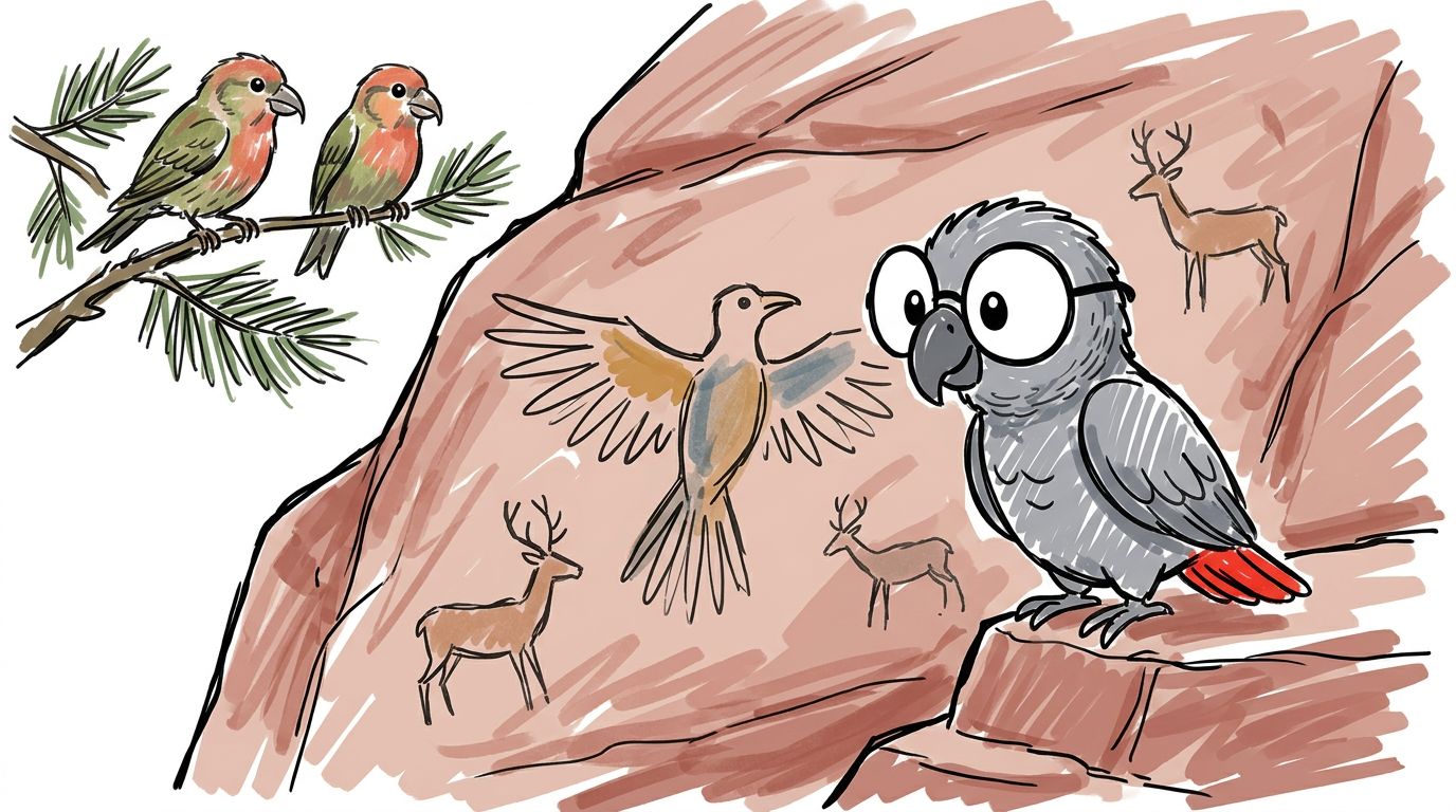 Deze schilderingen zijn duizenden jaren oud, gemaakt door mensen die dit bos kenden voordat het een naam had. Tegenwo...