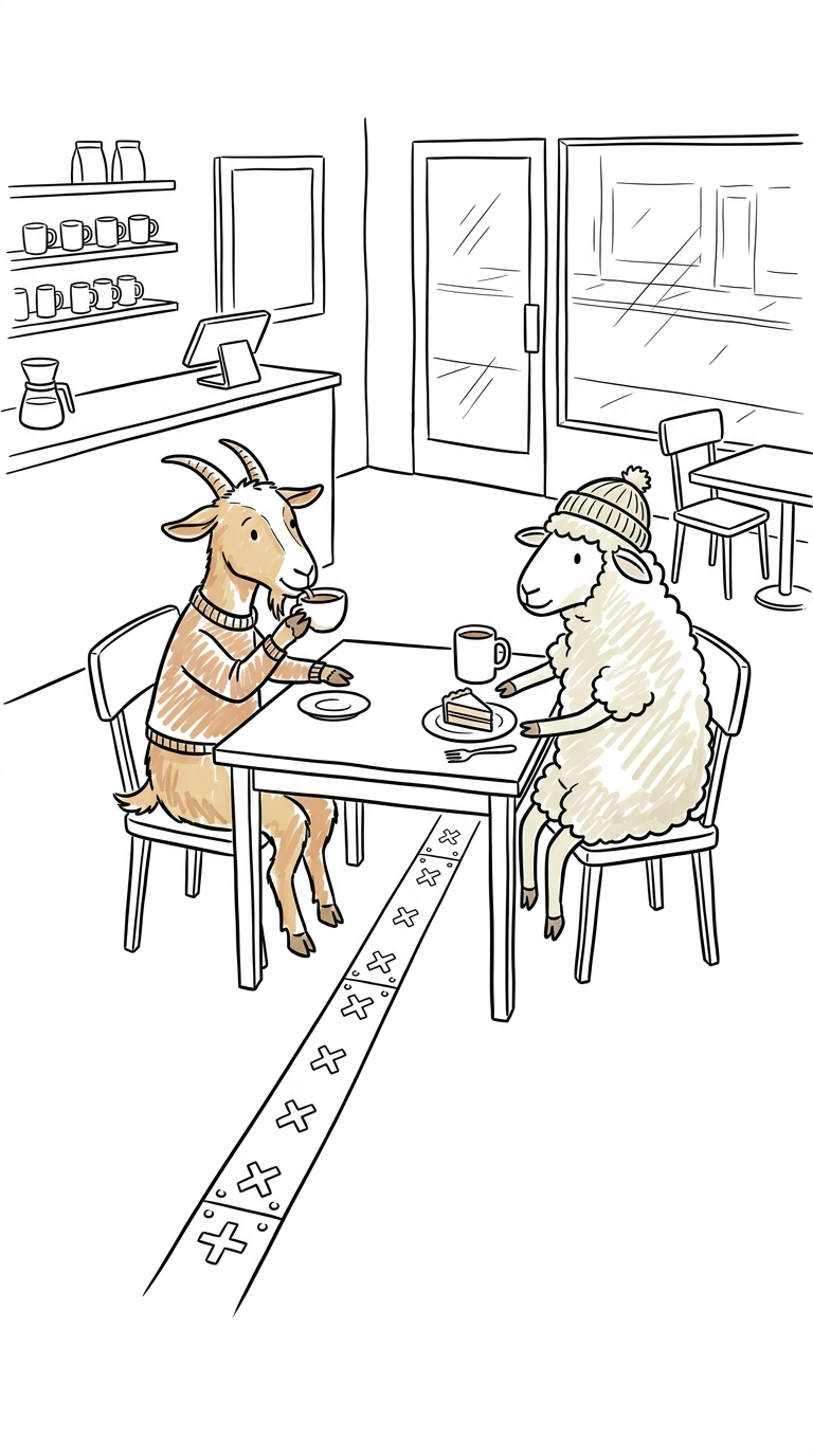 Illustration for 카페 하나, 두 나라