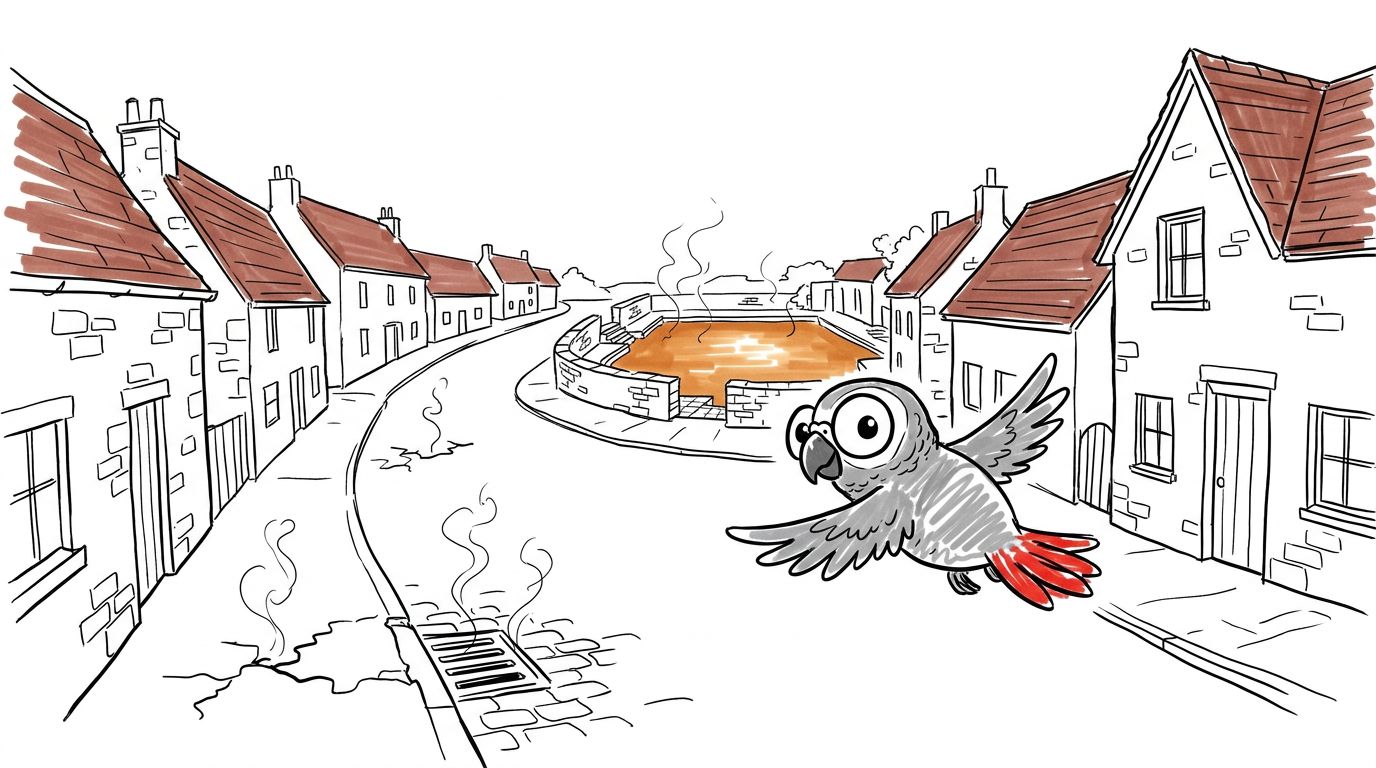 Illustration for Un village branché sur un volcan