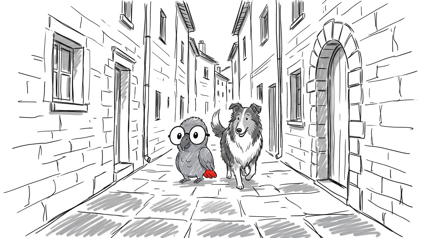 "Hvor lang tid tager det at gå ind til centrum?" Collien kiggede på den ene smalle gade. Elleve minutter, sagde han.