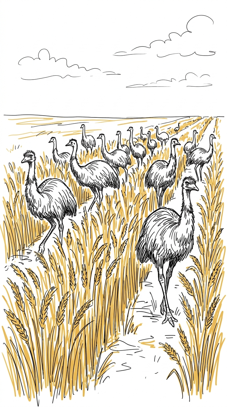 Illustration for 澳大利亚败给鸸鹋的战争